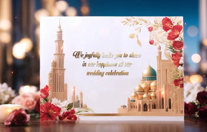 Elegant 3D Arabic Wedding Invitation Template